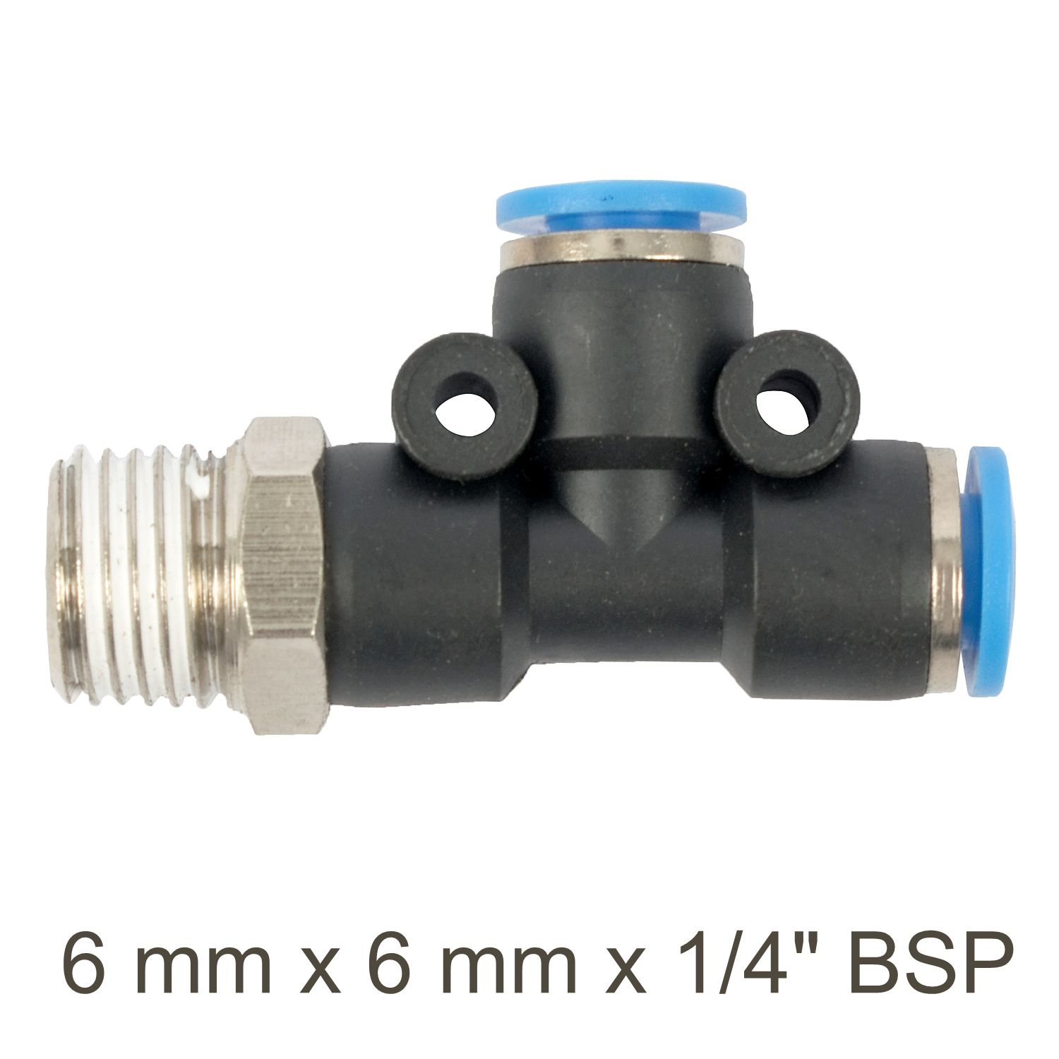 Pu Hose Fitting Tee 6mm X 6mm X 1/4'm